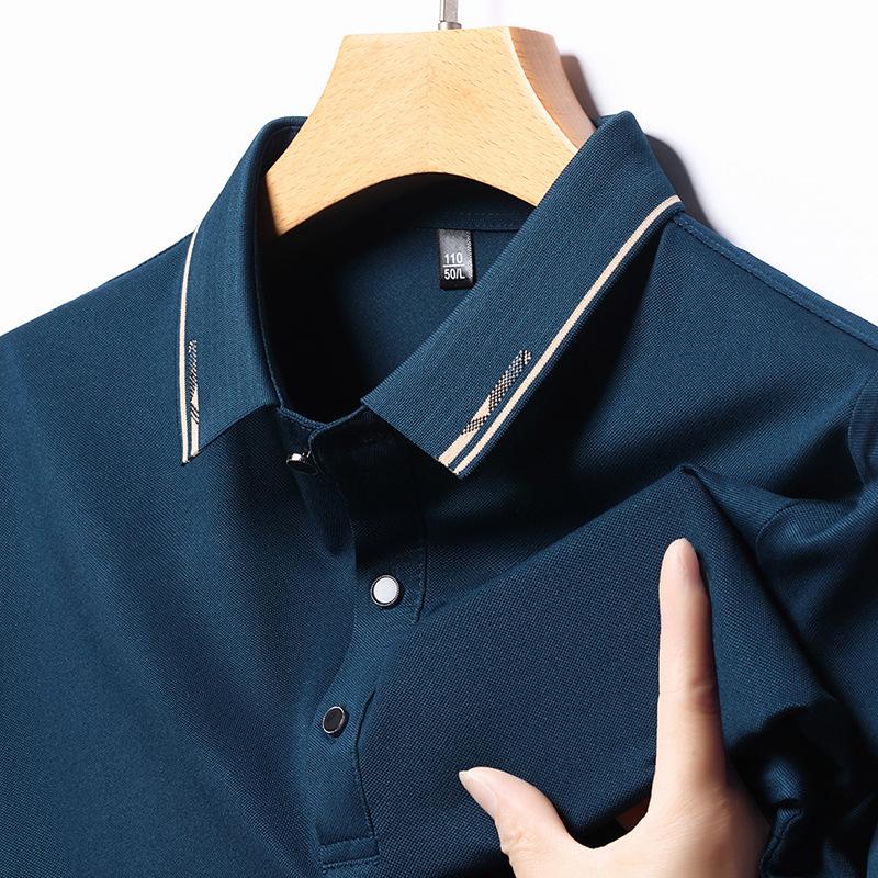 Polo Shirt Men'S Short Sleeve T-Shirt Thin Ice Silk Lapel Business Casual Top