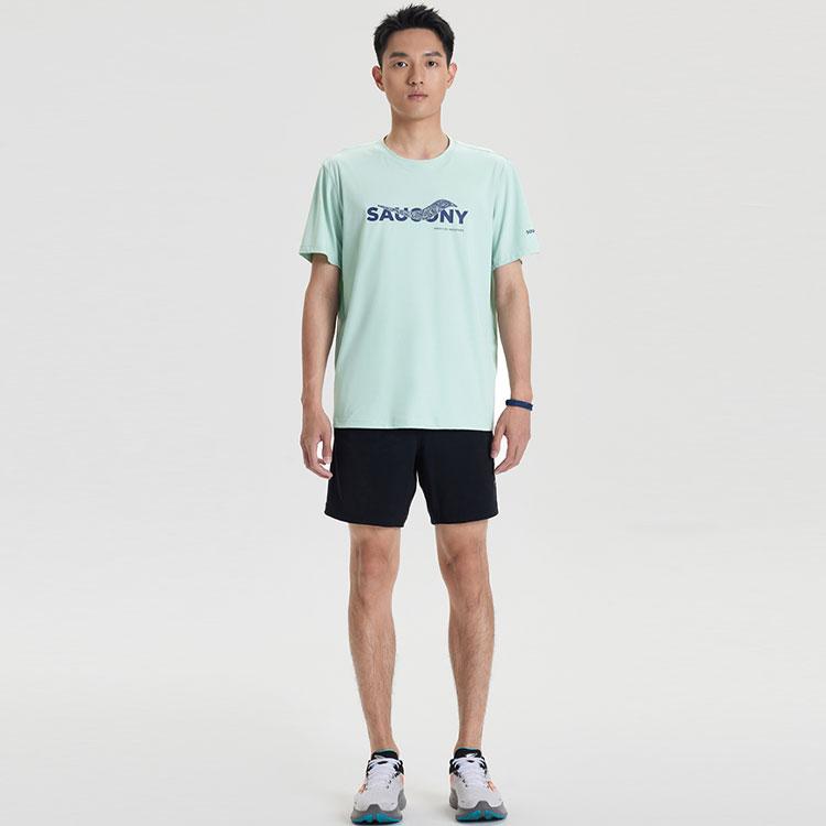 Saucony Letter Logo Pattern Printed Sports Short Sleeve T-Shirt Men T-Shirts Matcha-Green SC2239071-2