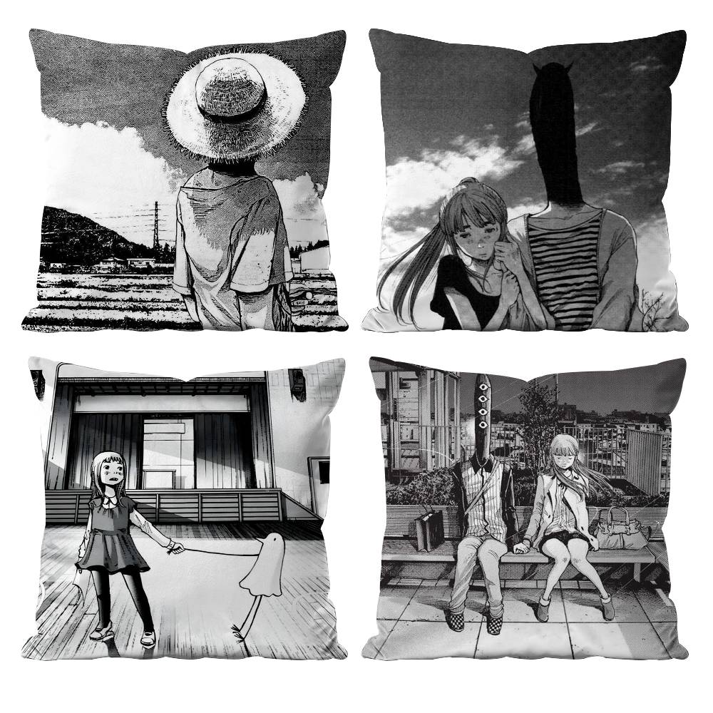 Anime G-Goodnight P-Punpun Pillow Case Anti-dustmite Pillowcase Invisible Zipper Silky Short Plush Sofa Cushion Cover