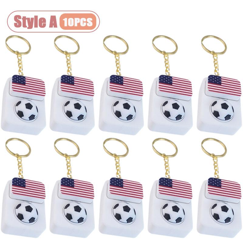 1-10PCS Soccer Fan Collectible Keychain Spinning Clicker Stress Relief Fidget Toy with Flag Pendant Memorial Gift
