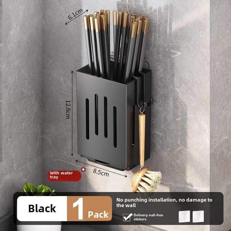 1 Stück Küchen-Essstäbchenhalter Multifunktionaler Hängender Utensilien-Abtropfständer Haken Bohren Nicht Erforderlich Wandmontiert Löffel Gabel Halter