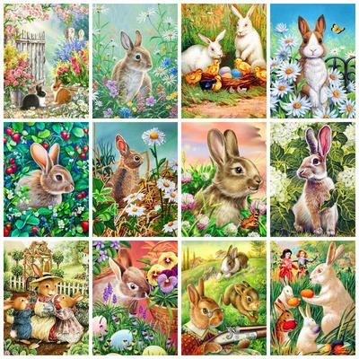 Diamond Painting Collection Rabbit Daisy Full Square/round Embroidery Animal Cartoon Mosaic Home Decor