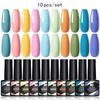 Nee Jolie 10-Color Gel Nail Polish Set Base Top Coat Soak Off UV LED Nail Art Kit for Beginners