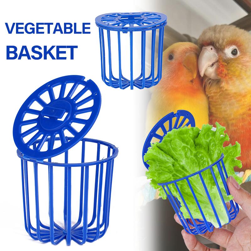 1/2/3/5 Pcs Feeding Bird Vegetable Basket Blue Hanging Cage Auxiliary Food Basket Feeding Training Pet Parrot Cage Accessories