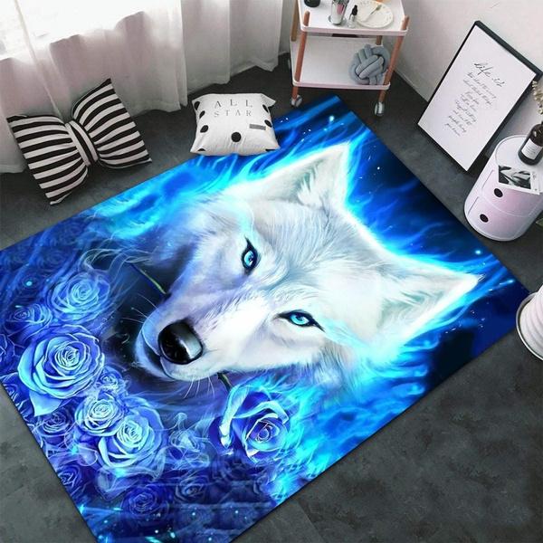 Wolf Pattern Carpet Door Mat Bath  Printed  Living Room Bedroom Large  Kids Play Upholstered Kitchen