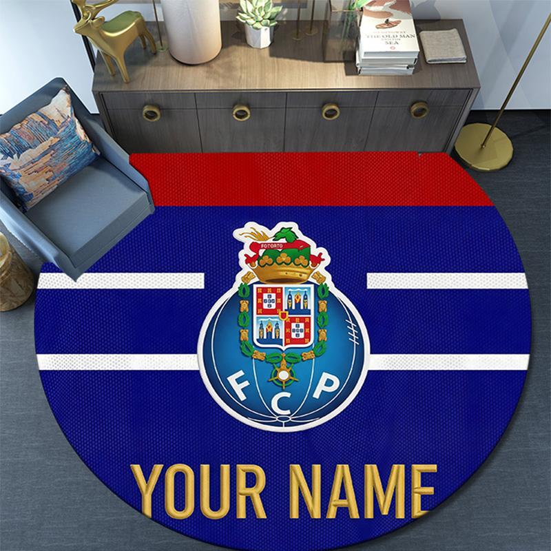 Custom Name Futebol Clube Do Porto2 Round Area Rug,Carpet Rug for Living Room Bedroom Sofa Playroom Decor,Non-slip Floor Mat