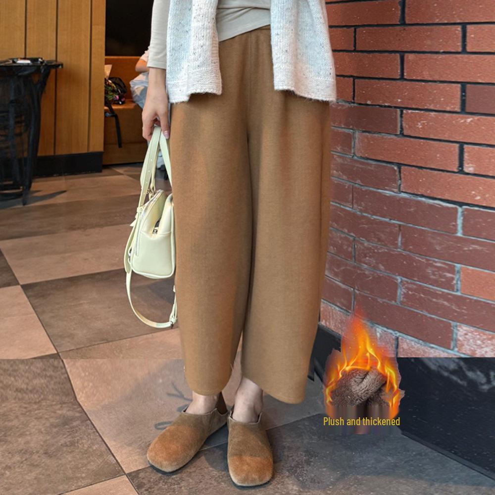 

Women s 2025 Autumn/Winter Retro Velvet Wool Blend Casual Loose Pants 2XL 30 [126-135 lbs] гарбуз
