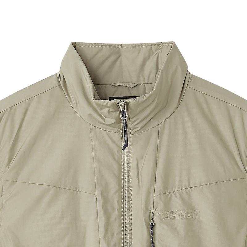 Skechers Outdoor Series Solid Color Stand Collar Zip Woven Vest Men vest Laurel-Oak Gray L424M009-04AU