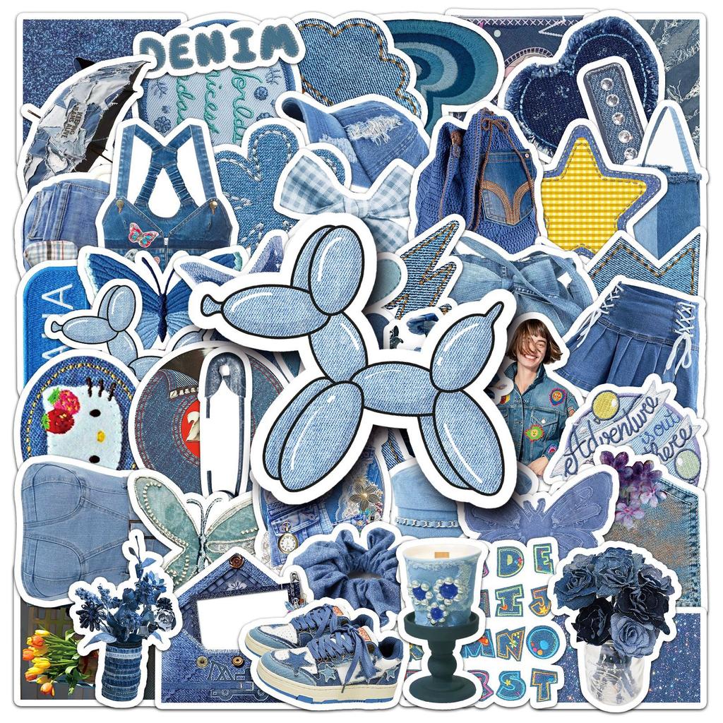 50 Denim Ins Style Graffiti Stickers Small Fresh Girl Heart Decoration Mobile Phone Case Computer Tablet Stickers