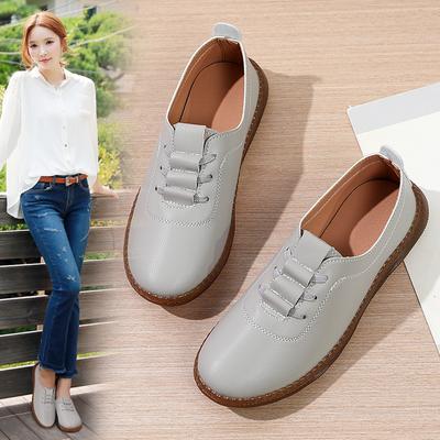 Hy Leather Single Shoes Spring and Autumn Flat-bottomed Flat-heeled Women's Shoes Beef Tendon Soft-soled Doudou Shoes Velvet Casual One-pedal Mother