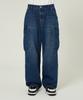 WAIKEI Parachute Cargo Washed Denim Pants Medium Blue