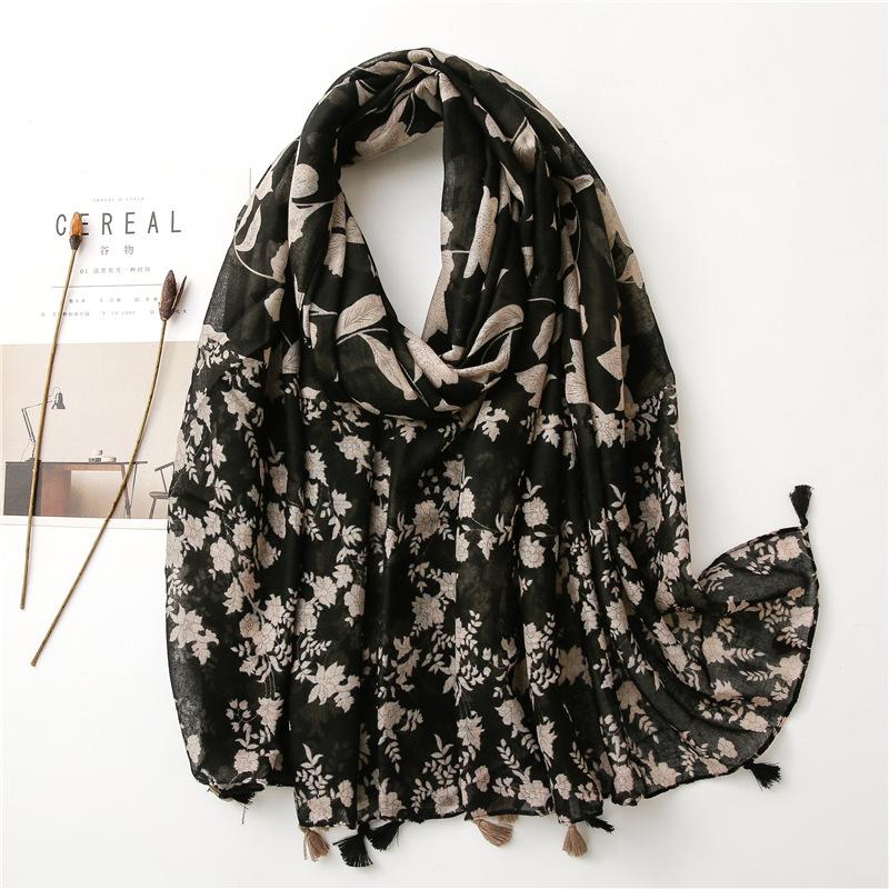 New Fashion Million Polka Floral Fringe Viscose Shawl Scarf Lady High Quality Wrap Headband Bufandas Muslim Hijab Sjaal 180*90Cm