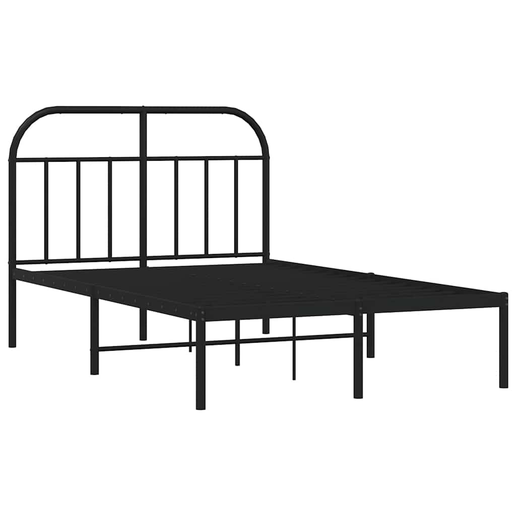 vidaXL Bed Frame with Headboard Metal Black 120x190 Cm
