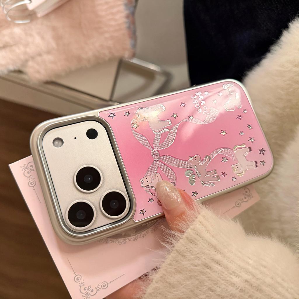 Gilt 17 Mobile Phone Case Iphone17promax Apple 16 Suitable for 14 Pink Bow Pony High-quality Mobile Phone Case