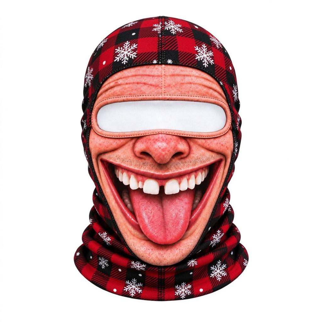 Novelty Old Man Print 3D Full Face Ski, Windproof Winter, Sunglasses Not Included