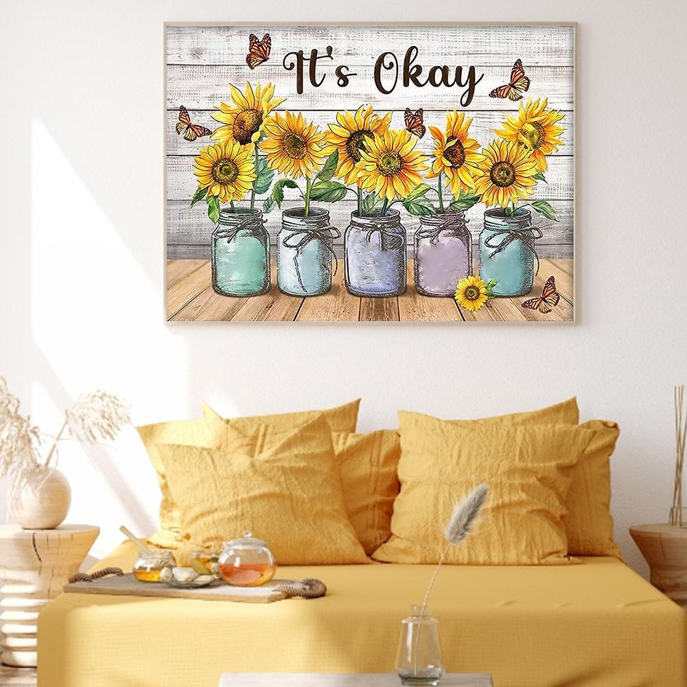 Sunflower Printed Cross Stitch Kit 50x40cm DIY 11CT Embroidery Craft Set Decor