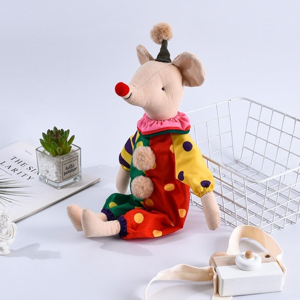 Cotton Fabric Little Mouse Rat Toy With Clown Clothes Stuffed Animal Toy  Gift