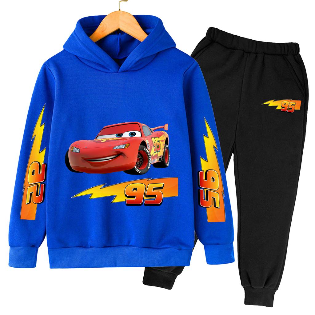 Kreslené Anime Blesk McQueen Módní Cool Potisk Volné Teplé Pohodlné Chlapecké Dívčí Mikiny Dlouhý Rukáv Set