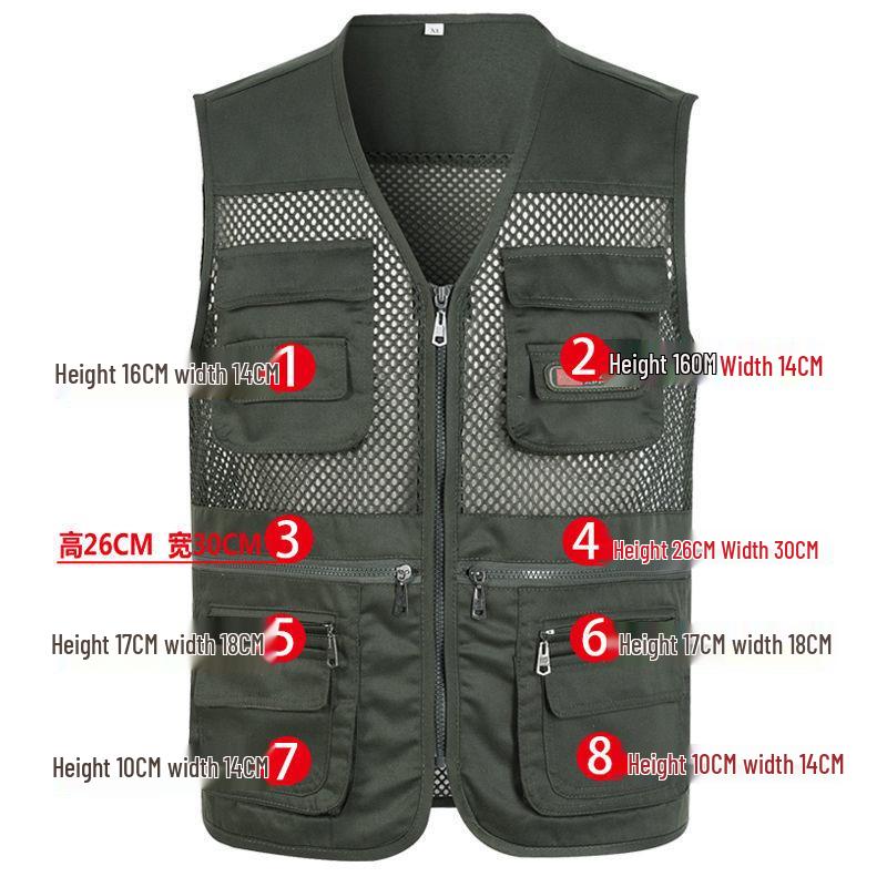 Men's Multi-Season Tactical Mesh Vest with Multi-Pockets for Fishing and Leisure