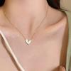 1pc Asymmetrical Golden Heart Pendant Necklace, Fashionable Delicate Minimalist Clavicle Chain, Versatile Design