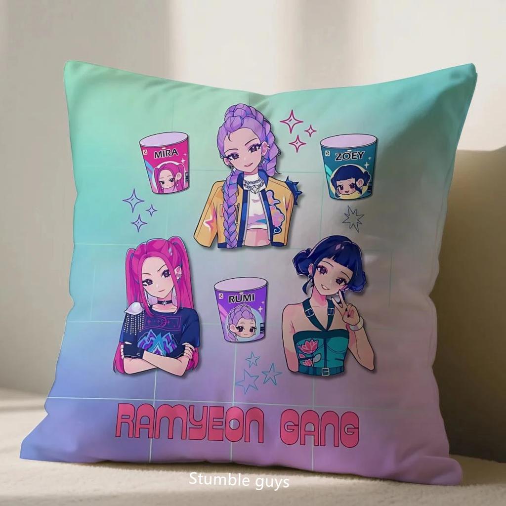Demon Hunters Kpop Pillowcase Anime 45X45cm Sofa Cushion Cover Cute Decor For Kpop Fans Living Space