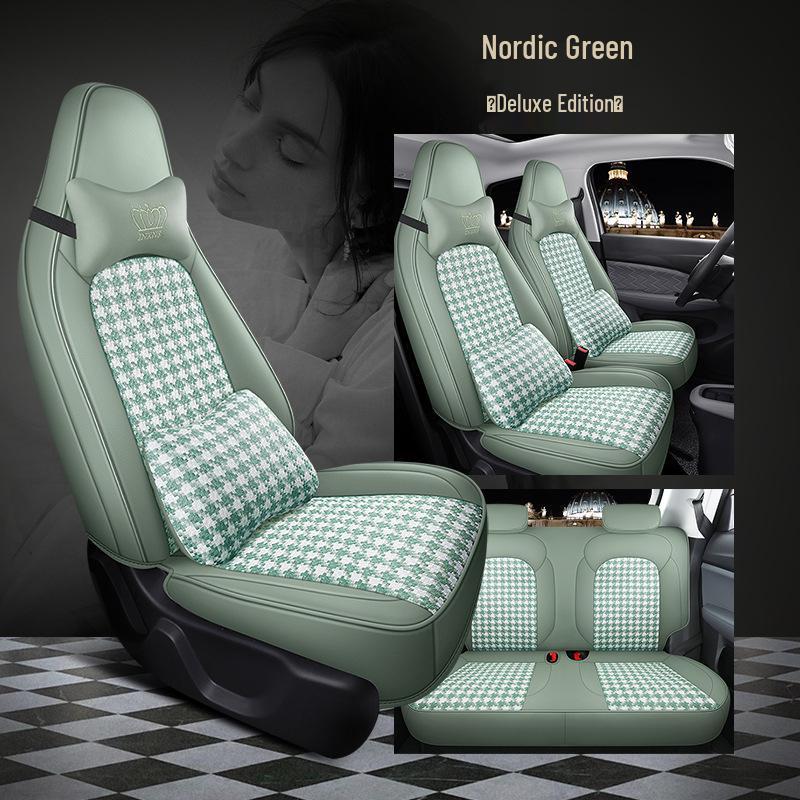 Leapmotor T03 Hahnentritt Autositzbezug - High-End Vollumschließend, Ganzjahreskissen.