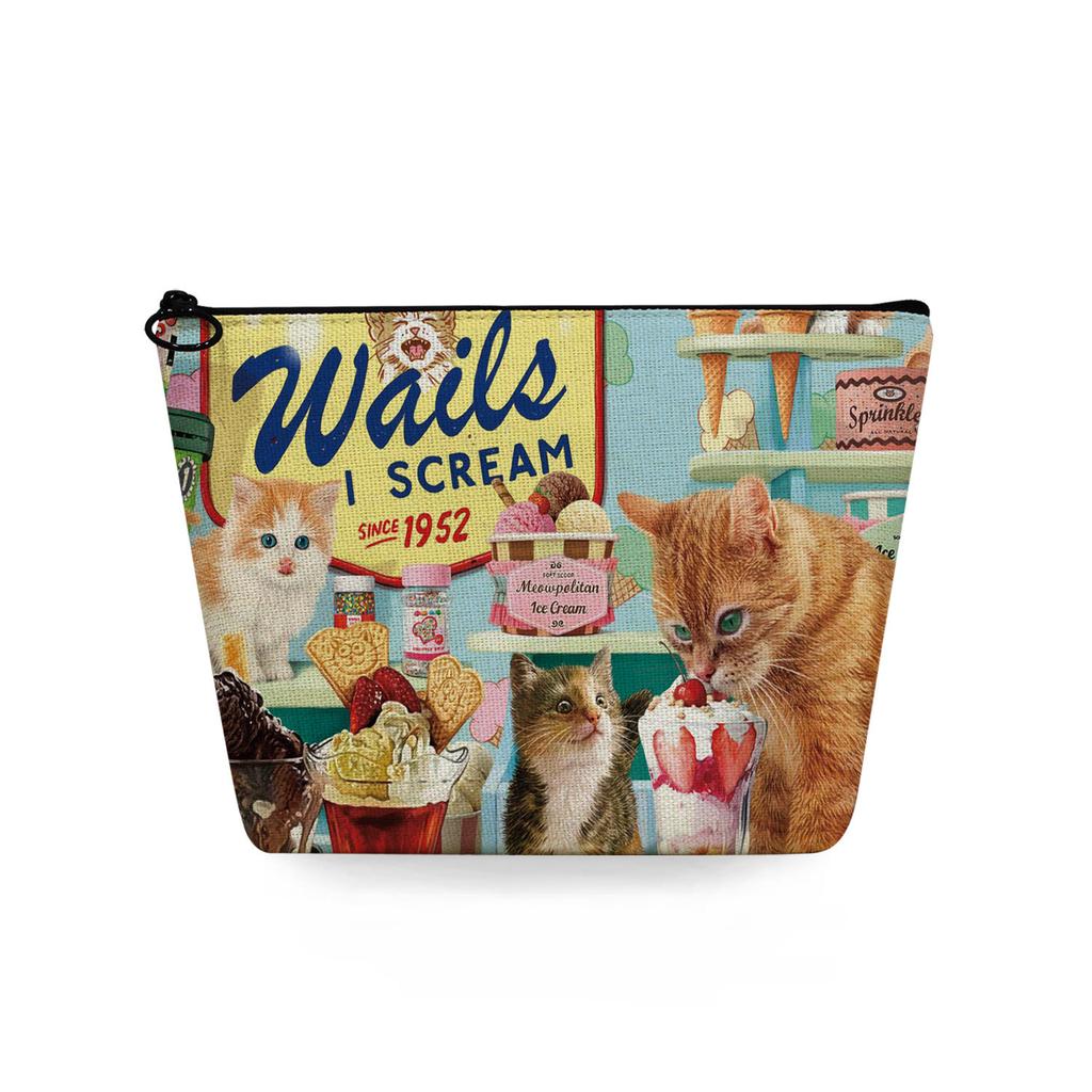 Dam Katt Tryck Sminkväska Toalettartiklar Organisera Reseförvaringsfodral 6784