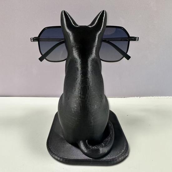Cat Glasses Holder 3D Printed Black Cat Eyeglass Stand Decorative Eyeglass Organizer for Home Bedside Table Office Desk Accessory