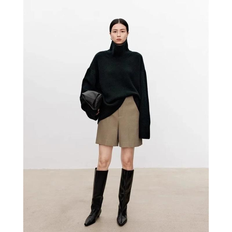 Thickened Turtleneck Sweater Women's Loose Lazy Knit Silhouette Sweater European Products
