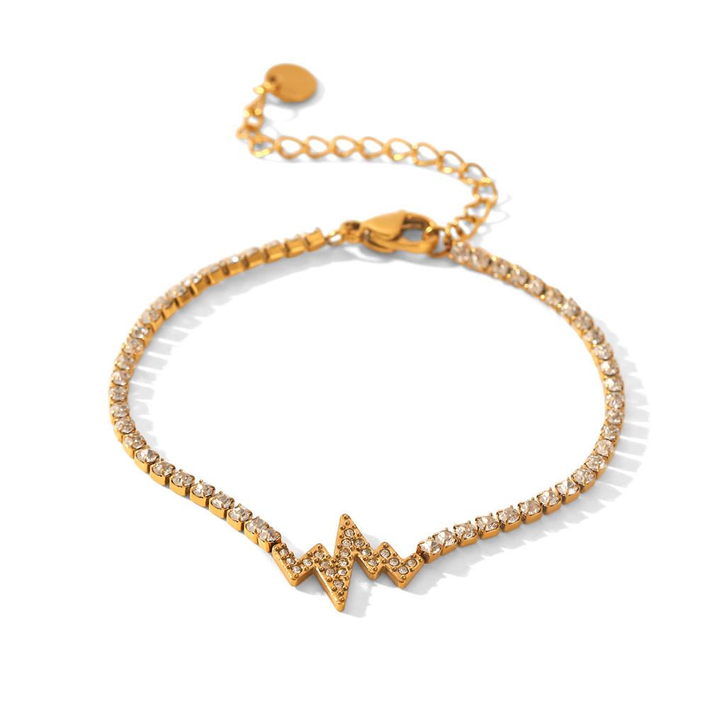 Euro-American Ins Style Micro-pave Bracelet for Women, High-end Zircon Jewelry, Niche Design Titanium Steel Accessories