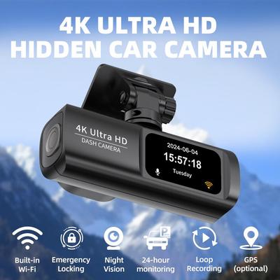 4K Dual Dash Cam with Night Vision, Front/Rear Recording & Mobile Interconnection