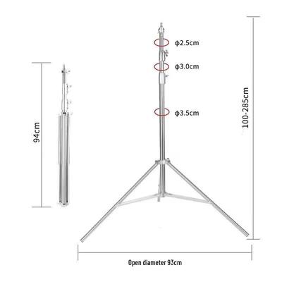 Stainless Steel 2.8m Photography Tripod with Magic Leg and Spring Stand