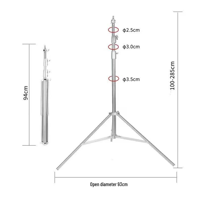 Stainless Steel 2.8m Photography Tripod with Magic Leg and Spring Stand