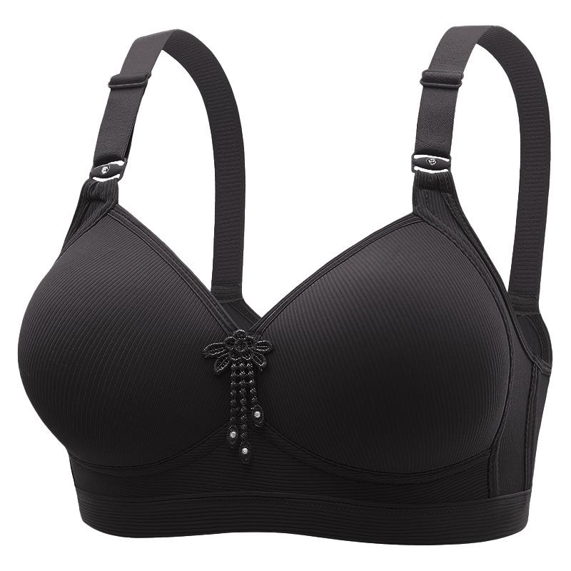 European/American Plus Size Wire-Free Push-Up Bra with Back Closure - Anti-Sagging, Side Support, and Comfortable Fit