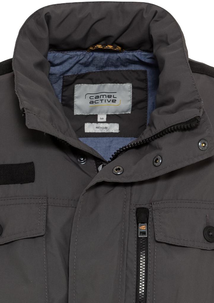 Mid-season Jacket Camel Active Jacket with Multiple Pockets With a Foldaway Hood Made of Recycled Polyester (420650 7O15 07) Graphite-gray