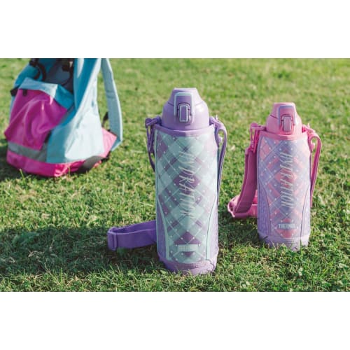 Thermos Water Bottle Vacuum Insulated Sports Bottle Purple Check 1.5L FHT-1500F PL-CH