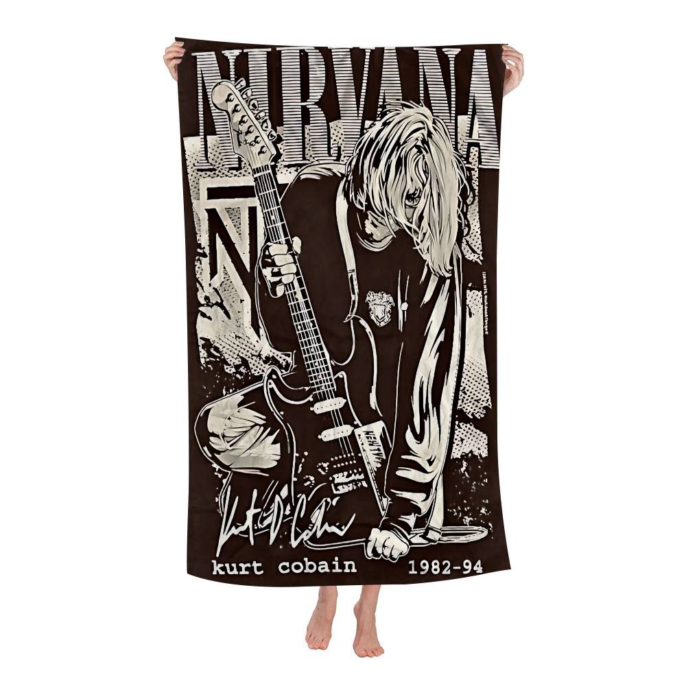 

Vintage Classic N-NirvanaS Band Microfiber Beach Towel Absorbent Quick Dry Soft Yoga Swimming Resort Mountain Climbing Towel W30*H60(CM)