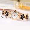 Fashion Women Rhinestone Flower Round Dial Analog Quartz Bracelet Watch Gift