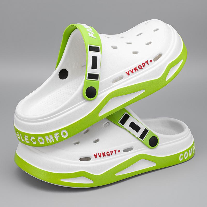 סנדלי אי.וי.איי קיציים נושמים לגברים: נעלי חוף קלות משקל, סוליה רכה, בוהן סגורה, לשימוש כפול