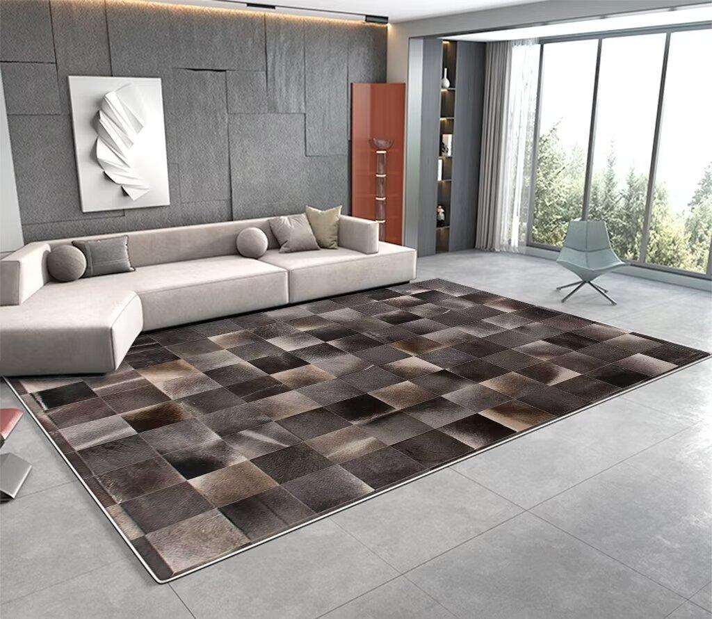 Modern Abstract Soft Fluffy Large Carpet Living Room Imitation Cowhide Decoration Rug for Bedroom Washable Non-slip Entrance Mat