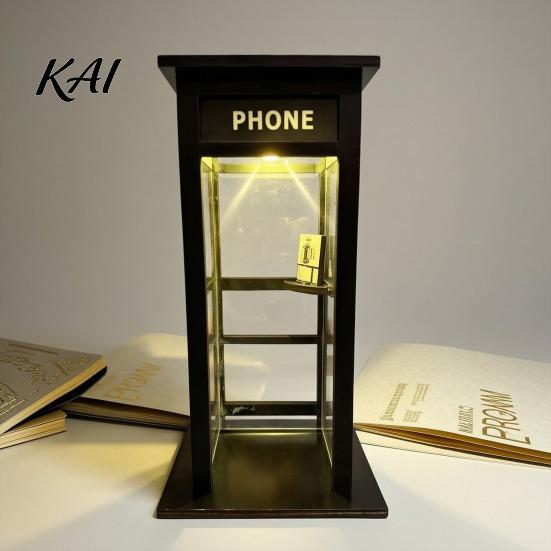 Retro Phone Booth Light Vintage Ambient Lamp, Tall Telephone Night Light, Nostalgic Table Lamp Warm LED for Bedroom Home Office Study Bar Decor
