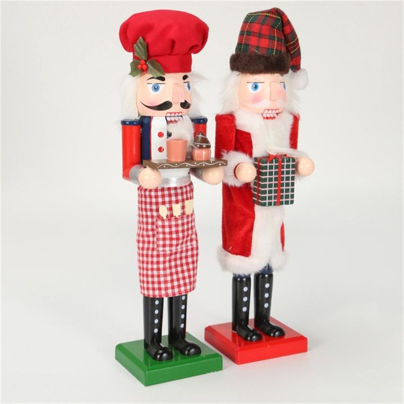 15-calowy Piekarski Drewniany Dziadek do Orzechów Figurka Żołnierza Lalka Dekoracja Świąteczna na Świąteczny Stół Marionetka Świąteczny Dom Biuro
