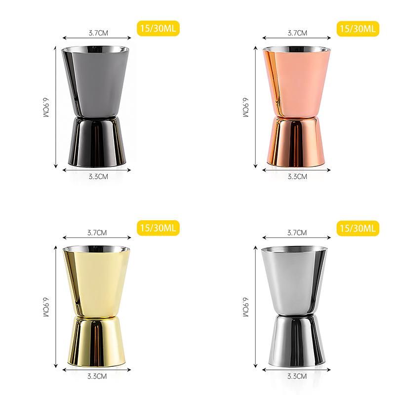 1 Pezzo 15/30ml o 30/60ml Bicchiere Dosatore Cocktail in Acciaio Inossidabile Doppia Testa Bicchiere Dosatore Alcolico Bicchiere Misurino Bar Once Articoli per la Cucina