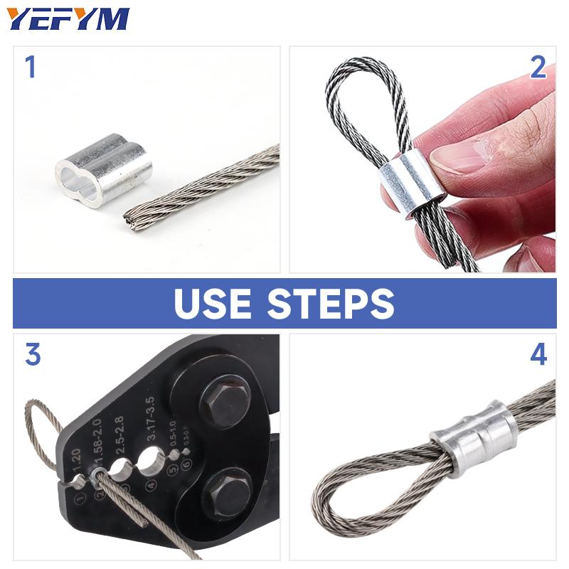 Eight-character Aluminum Buckle Crimpers for Single-strand Steel Wire Ropes (0.0039" - 0.0866"); Fishing Tackle Aluminum Sleeve Crimpers; YEJ Series