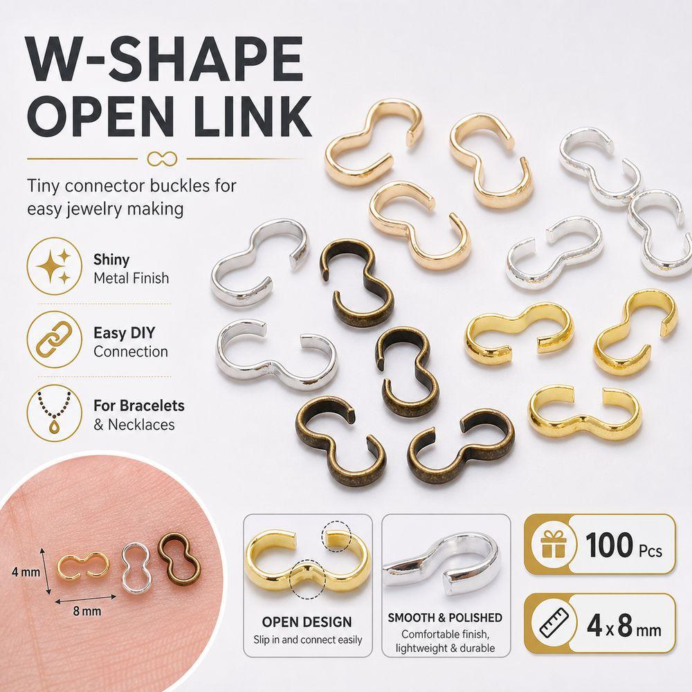 100Pcs Smooth Finish Charm Connector for Bracelets Necklaces Making DIY Jewelry Materials