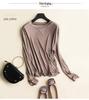 New Women's Silk Long-Sleeve Round Neck T-Shirt - Loose Fit Korean Style for Autumn