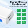 2A Dual Port USB Wall Charger for Samsung Xiaomi Output Travel Plug Power Adapter Compatible for Phone