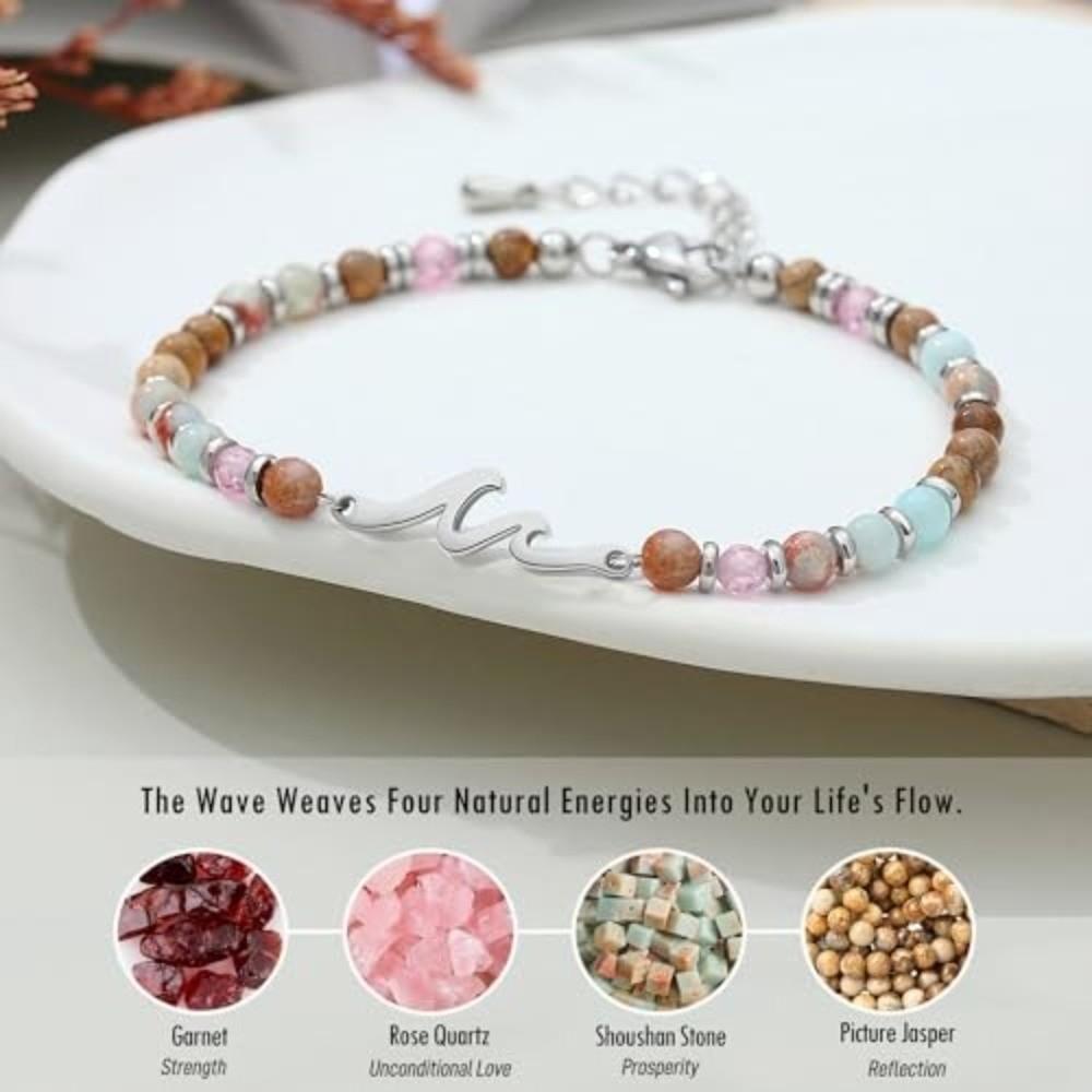 Inspirational Message Wave Bracelet Stainless Steel Beaded Bracelets  Birthday Gift