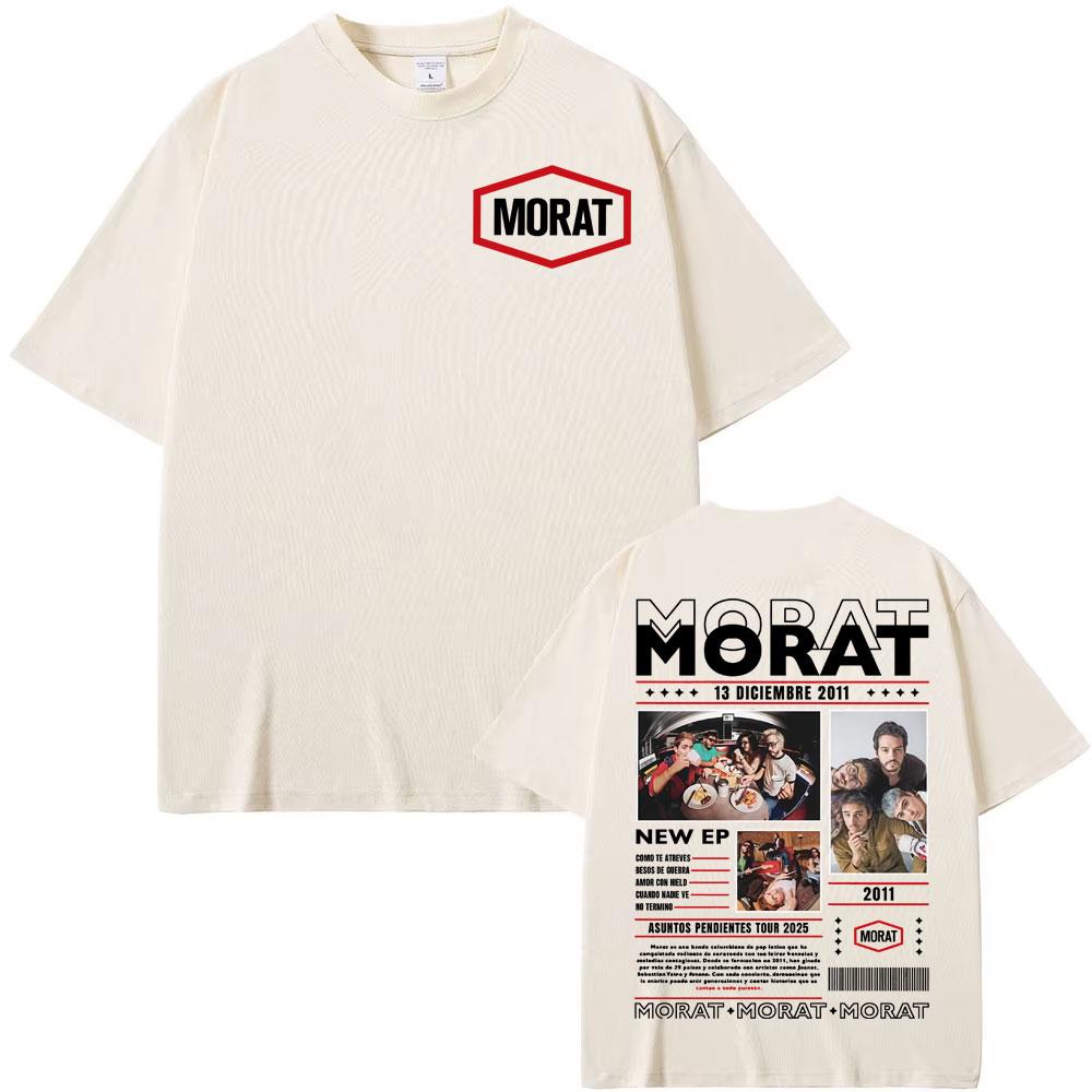 

Группа Morat Тур Asuntos Pendientes 2025 Обложка Футболки Мужчины Женщины Харадзюку Хип-Хоп Панк Рок Футболка Хлопок 100% Футболка Оверсайз 4XL
