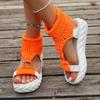 2025 Hot Seller New Gold Knitted Sandals for Women Braided Elastic Summer Shoes Mesh Flat Bottom Hollow Out Female Sandals